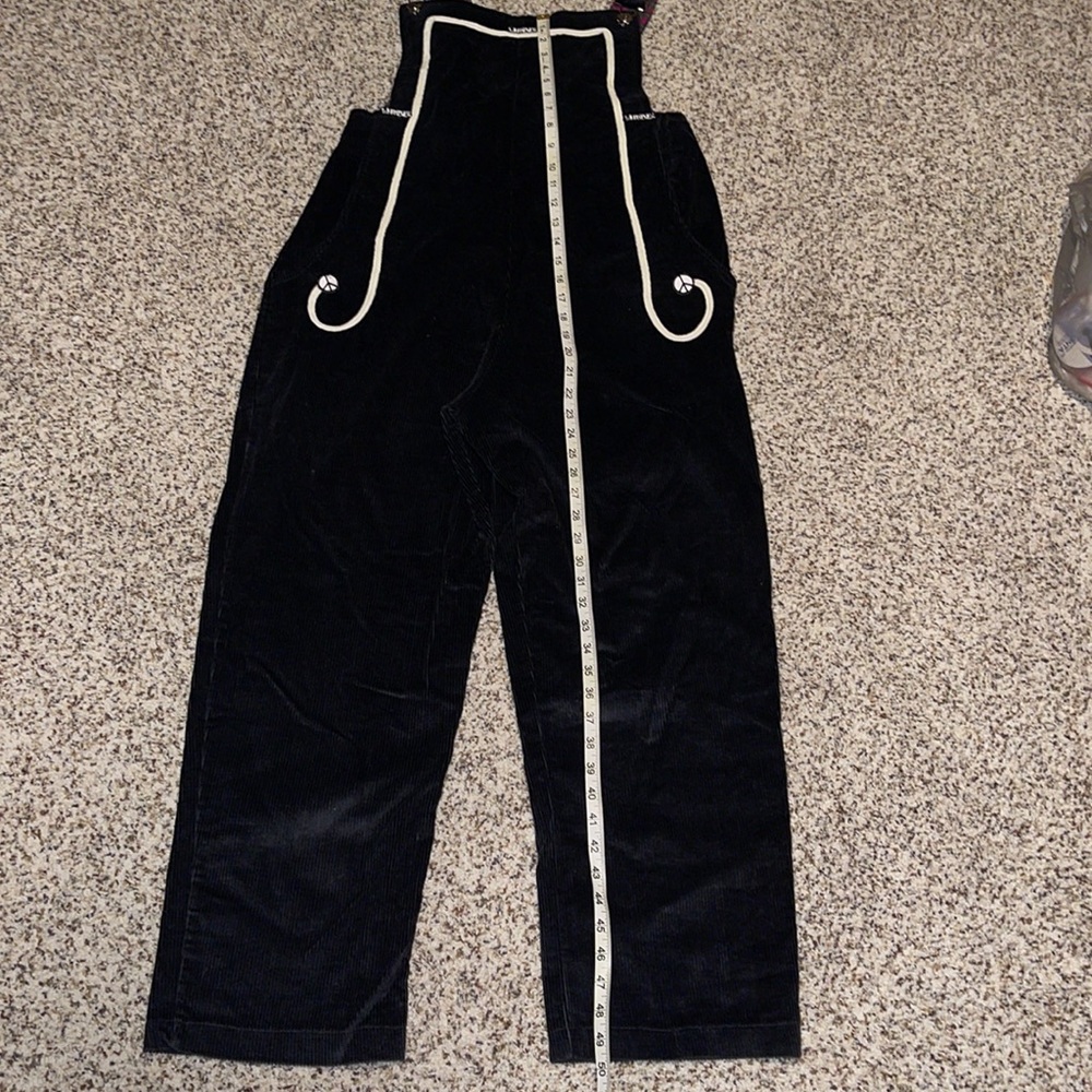 Vintage 90s Corduroy Overalls “whatever” and peace sign details - Picture 5 of 14